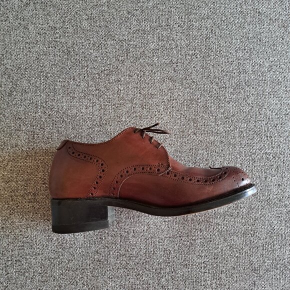 Vintage Cognac Brown Women's Real Leather Loafer Brogues -7.5 - EUC - Picture 4 of 5